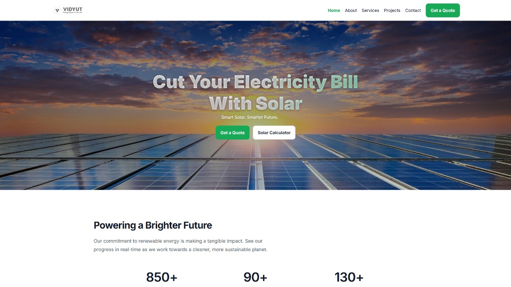 Vidyut Energies — before redesign