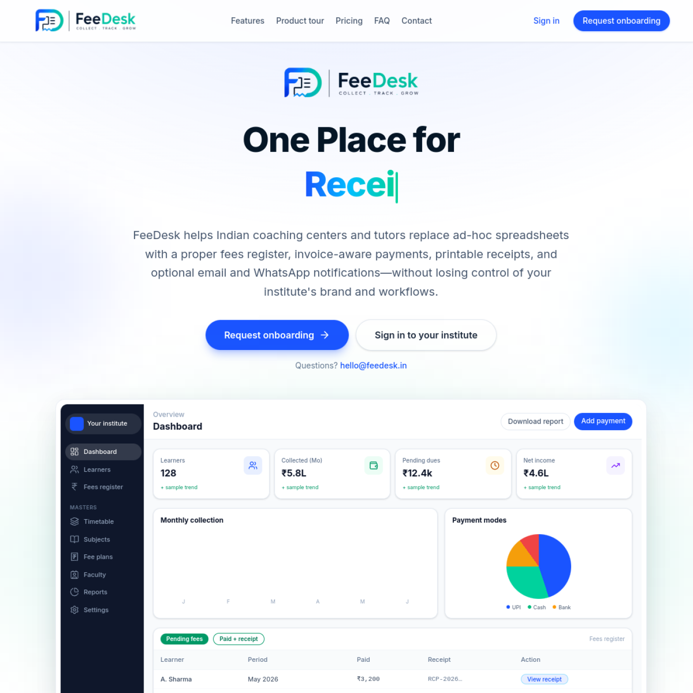 Tutoring Platform — FeeDesk